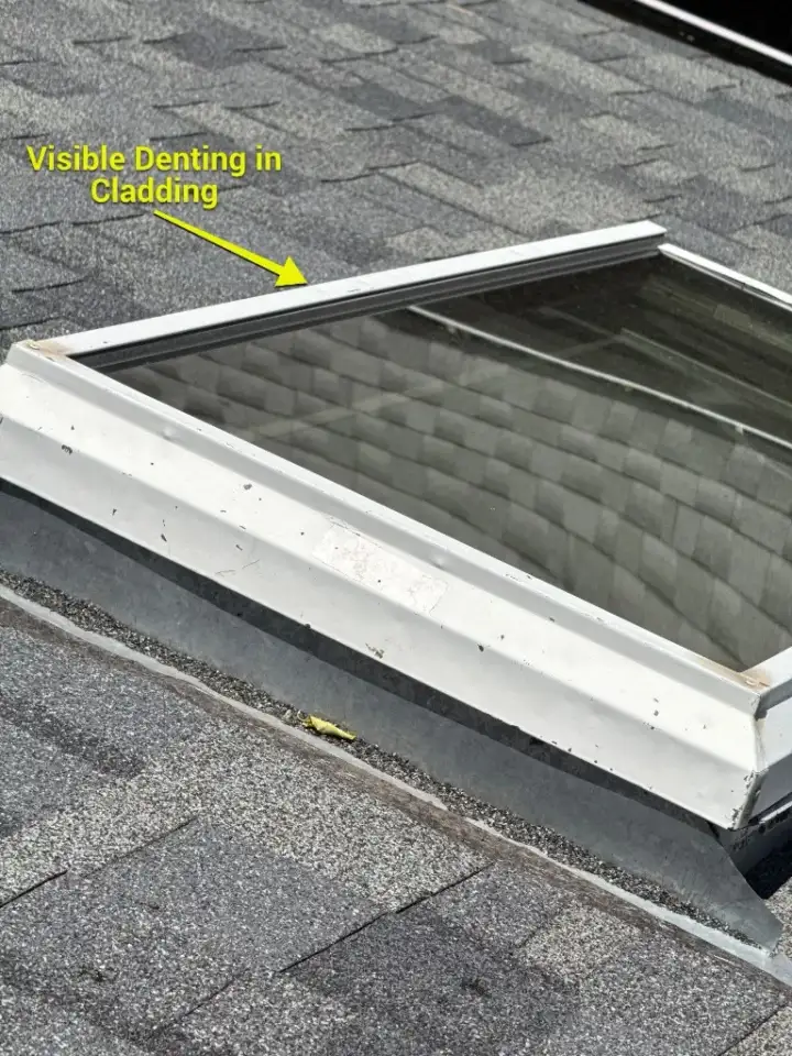 Skylight documented during a roof inspection in Denver